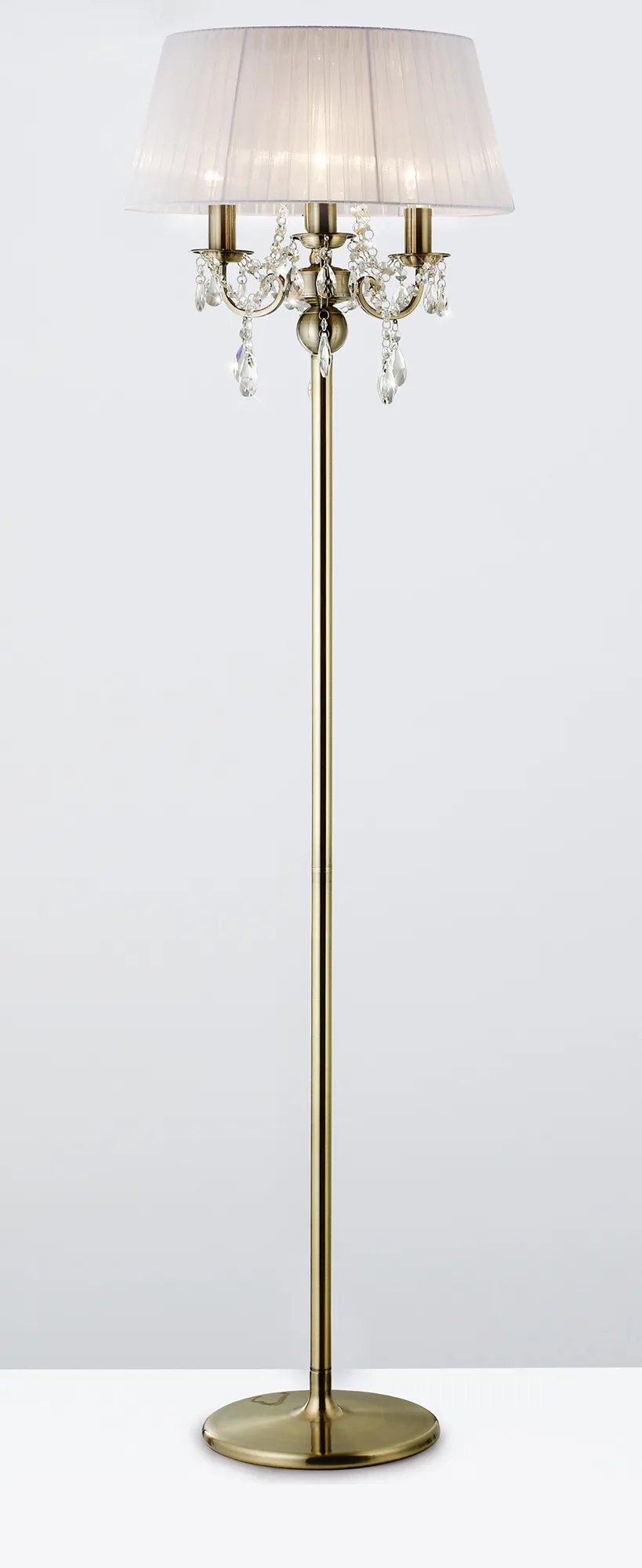 IL30066/WH  Olivia Crystal 163cm Floor Lamp 3 Light